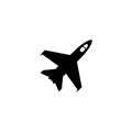 Armed Jet Fighter, Flight War Plane. Flat Vector Icon illustration. Simple black symbol on white background. Armed Jet Fighter, Royalty Free Stock Photo