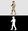 Armed man in camouflage with a gun walking, Alpha Channel with S