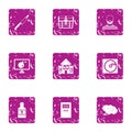 Armed man icons set, grunge style Royalty Free Stock Photo