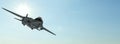 Armed military fighter jet in flight Royalty Free Stock Photo