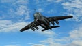 Armed military fighter jet in flight Royalty Free Stock Photo