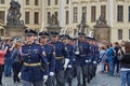 Armed palace guards marching in Prague