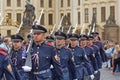 Armed palace guards marching in Prague Royalty Free Stock Photo