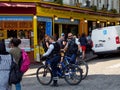 Armed police officers patrol Montmarte on bikes, Paris, France
