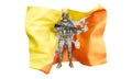Armed Soldier Overlaying the Vibrant Flag of Bhutan