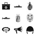 Armed uprising icons set, simple style Royalty Free Stock Photo