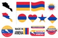 Armenia national symbols and flag flat vector illustration set Royalty Free Stock Photo