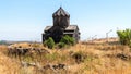 Armenia, Amberd, September 2022. Ancient Armenian temple in the mountains.