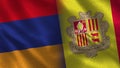 Armenia and Andorra Realistic Half Flags Together