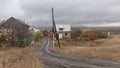 Armenia, Aragatsotn Province village road with fall colors