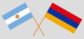 Armenia and Argentina. Crossed Armenian and Argentinean flags