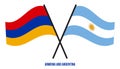 Armenia and Argentina Flags Crossed And Waving Flat Style. Official Proportion. Correct Colors