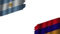 Armenia and Argentina Flags, Obsolete Torn Weathered, Crisis Concept, 3D Illustration
