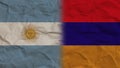 Armenia and Argentina Flags Together, Crumpled Paper Effect 3D Illustration