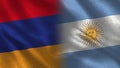 Armenia and Argentina Realistic Half Flags Together