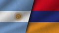 Armenia and Argentina Realistic Two Flags Together