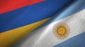 Armenia and Argentina two flags textile cloth, fabric texture