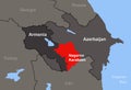 Armenia-Azerbaijan conflict in Nagorno-Karabakh on outline map Royalty Free Stock Photo