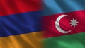 Armenia and Azerbaijan Realistic Half Flags Together