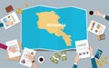 Armenia country growth nation team discuss with fold maps view from top