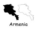 Armenia Country Map. Black silhouette and outline isolated on white background. EPS Vector