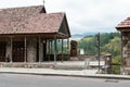 Armenia, Dilijan, September 2021. Traditional houses in the Armenian style and religious symbols.