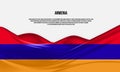 Armenia flag design. Waving Armenian flag made of satin or silk fabric.