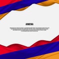 Armenia flag design. Waving Armenian flag made of satin or silk fabric.