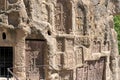 Armenia, Geghard, September 2021. Armenian khachkars of the first Christians, carved into the rock.