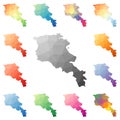 Armenia geometric polygonal, mosaic style maps.