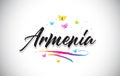 Armenia Handwritten Vector Word Text with Butterflies and Colorful Swoosh Royalty Free Stock Photo