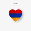 Armenia heart shaped flag. Origami paper cut Armenian national banner