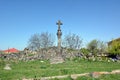 Armenia. Hovhannavank. Ancient cross near basilica St. Grigor.