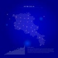 Armenia illuminated map with glowing dots. Dark blue space background. Vector illustration