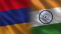 Armenia and India Realistic Half Flags Together