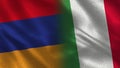Armenia and Italy Realistic Half Flags Together