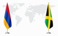 Armenia and Jamaica flags for official meeting