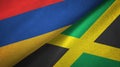 Armenia and Jamaica two flags textile cloth, fabric texture