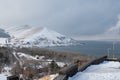Armenia, Lake Sevan - January 9, 2026: A winter view from the Sevanavank Monastery overlooks snow-covered hills Royalty Free Stock Photo
