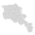 Armenia map from black pattern of the maze grid. Vector illustration