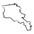 Armenia map from the contour black brush lines different thickness on white background. Vector illustration