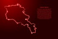 Armenia map from the contour red brush lines different thickness and glowing stars on dark background. Vector illustration