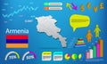Armenia map info graphics - charts, symbols, elements and icons collection. Detailed armenia map with High quality business