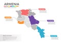 Armenia map infographics vector template with regions and pointer marks