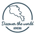 Armenia Map Outline. Vintage Discover the World.