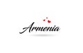 Armenia name country word with three red love heart. Creative typography logo icon design Royalty Free Stock Photo