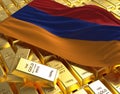 Armenia flag on golden bars 3d concept illustration