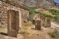 Armenia, Noravank: cross stones in the midday heat