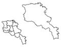 Armenia outline map administrative regions