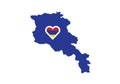 Armenia outline map country shape heart symbol love state borders